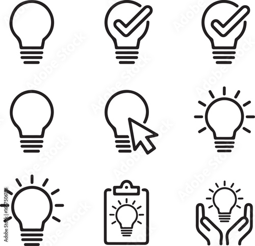 Lightbulb icons with various concepts idea innovation