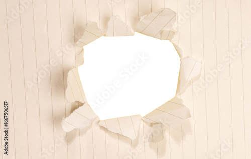 A realistic torn hole in paper with rough edges, isolated on transparent background (PNG). Perfect for design mockups, photo overlays, or creative cutout effects revealing content beneath.