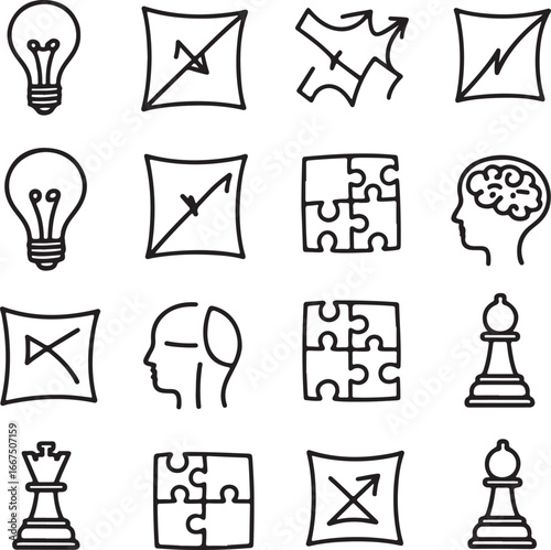 Lightbulb puzzle brain chess pieces king
