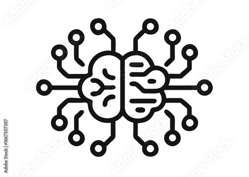 Intelligent machine digital brain robot concept icon for artificial intelligence technology and robotics innovation