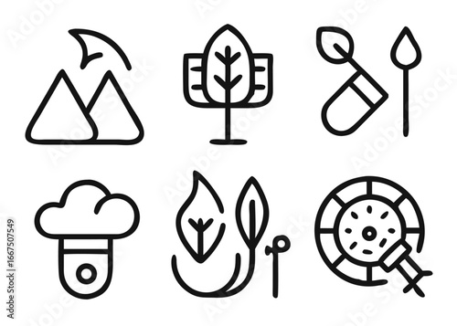 A collection of seasonal outdoor leisure and recreational activity graphics for autumnal themes