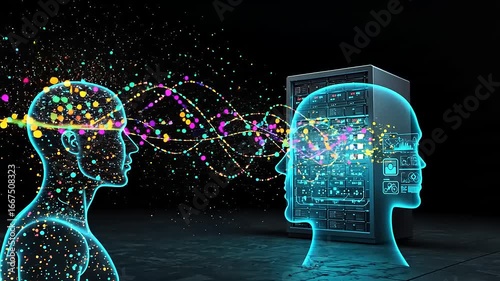 Abstract representation of AI processing human thoughts