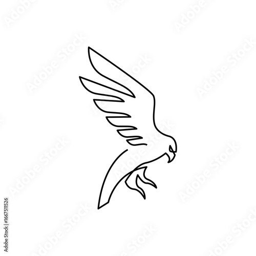 continuous monoline drawing of flying eagle