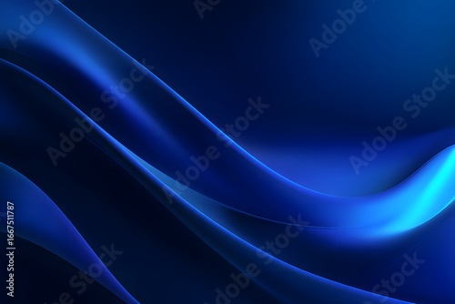 Blue background with smooth lines of light blue and dark blue, glowing stripes in motion.