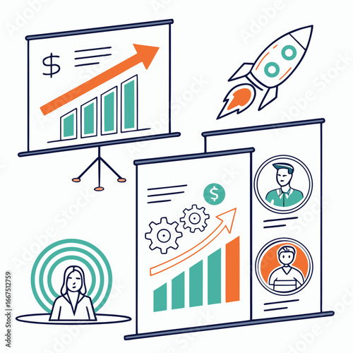 Modern startup pitch deck vector set generated by ai