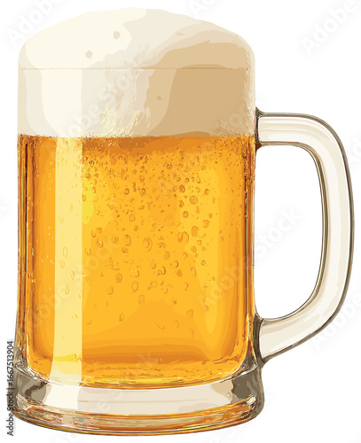 Beer mug with foam – effervescent drink vector for oktoberfest celebration and beer enthusiasts