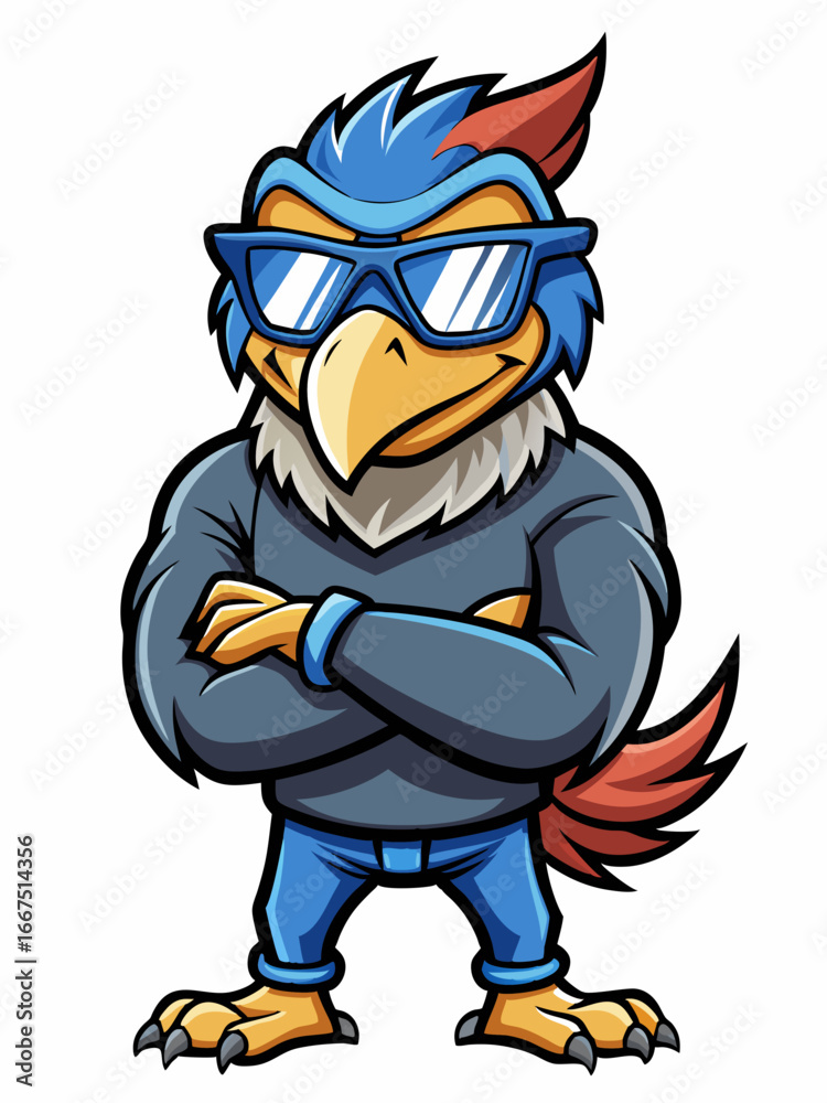 Naklejka premium colorful illustration of a cartoon osprey mascot, isolated on white background, suitable for logo, mascot, branding, game character, and etc