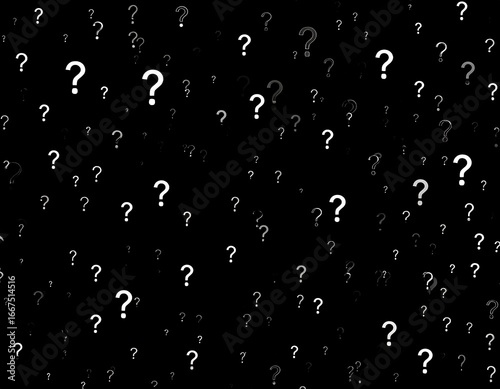 Abstract pattern of question marks on a black background