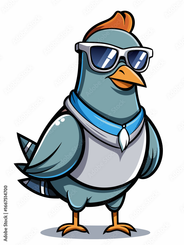 Obraz premium colorful illustration of a cartoon pigoen mascot, isolated on white background, suitable for logo, mascot, branding, game character, and etc