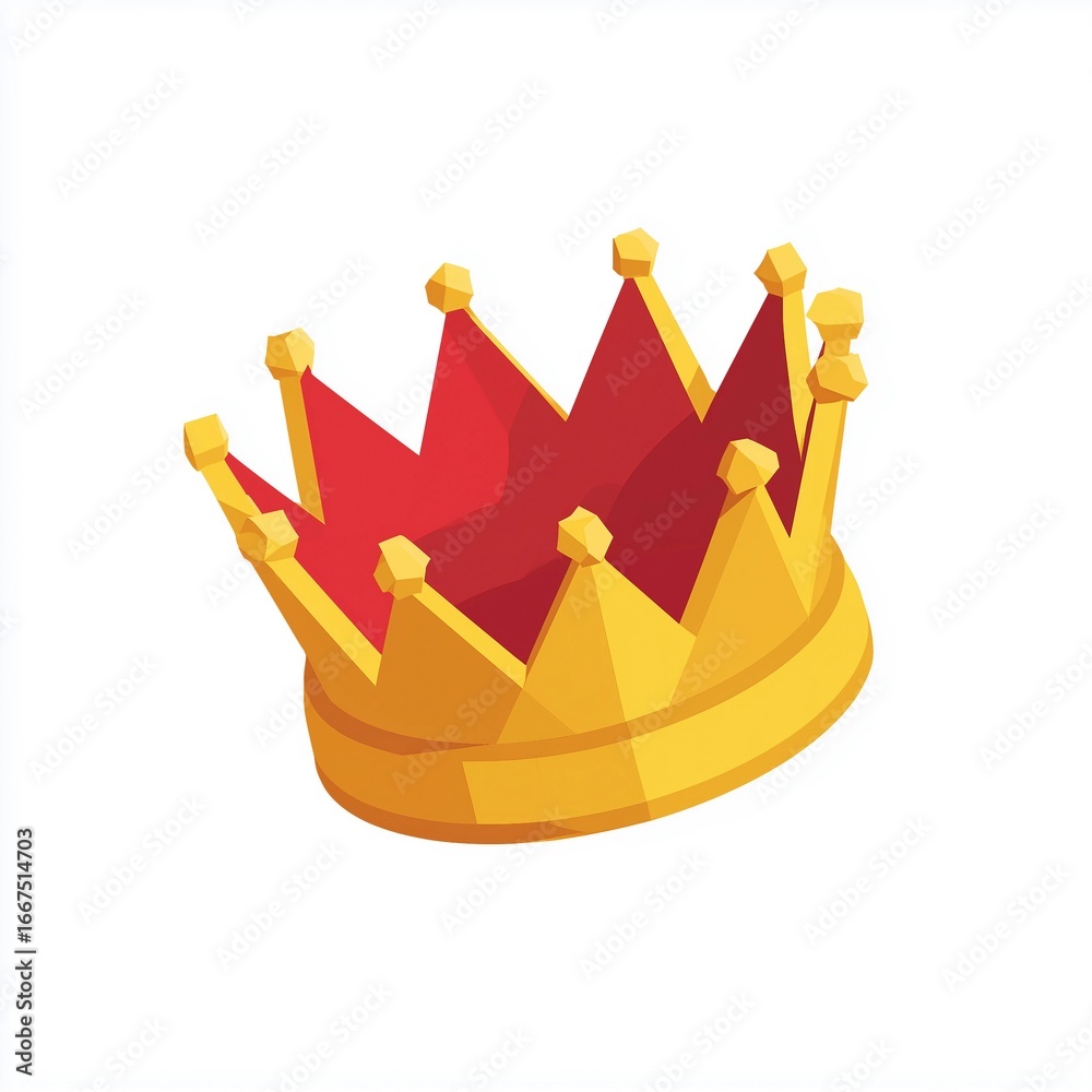 Obraz premium Crown icon,cartoon style,blue and gold colors,isometric illustration,white background,game design