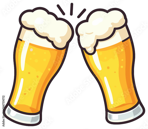 Cheers to friendship vector: celebrate international beer day with clinking beer glasses art
