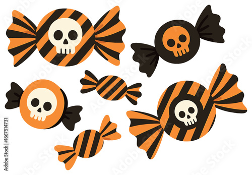 Halloween skulls and candies vector: spooky, festive, creative designs for october celebrations