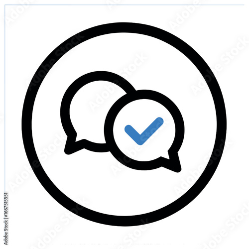 Efficient communication icon vector: messaging, checkmark, chat, simple compose design