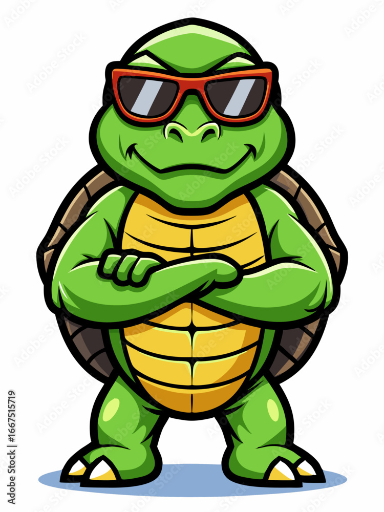 Obraz premium colorful illustration of a cartoon turtle mascot , isolated on white background, suitable for logo, mascot, branding, game character, and etc