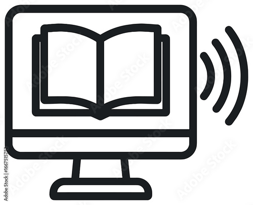 Text-to-speech icon vector: simplified multimedia reading aid graphic for accessibility