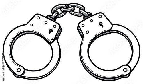 Handcuffs vector art for law enforcement, security, crime prevention themes