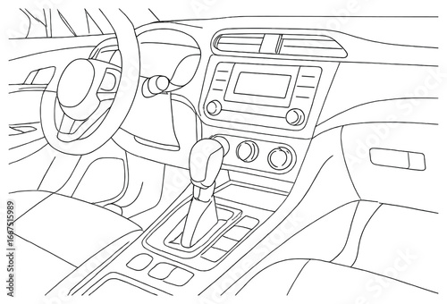 Sleek car interior design vector | modern automotive cabin | high-quality vehicle interior art