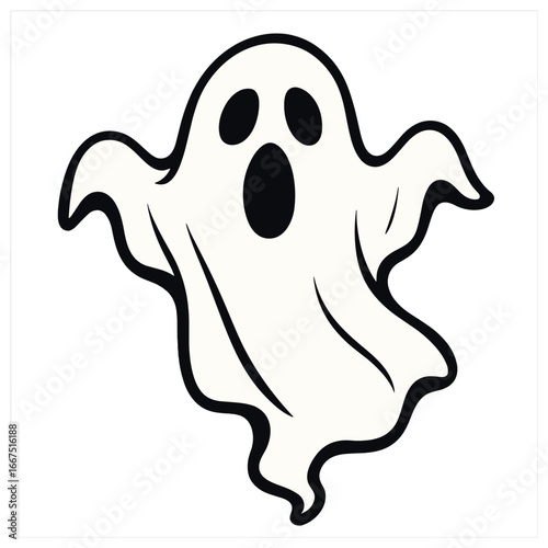 Spooky floating ghost vector: halloween spirit, haunting, phantom, supernatural illustration