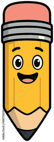 Cute cartoon pencil character vector for creative and educational designs