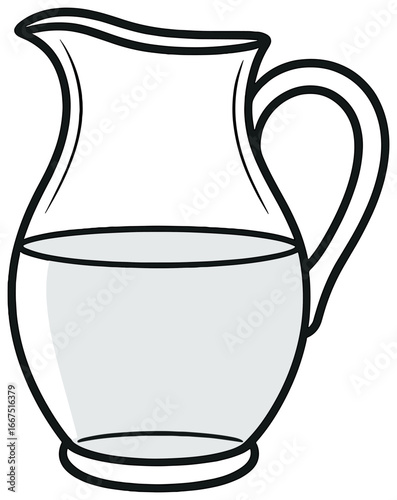 Minimalistic glass pitcher vector | elegant transparent water jug design for modern spaces