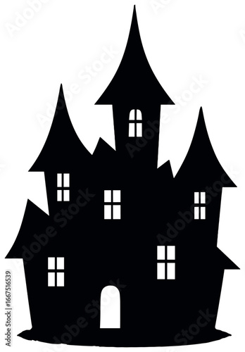 Haunted house silhouette vector: spooky halloween design for seasonal decor