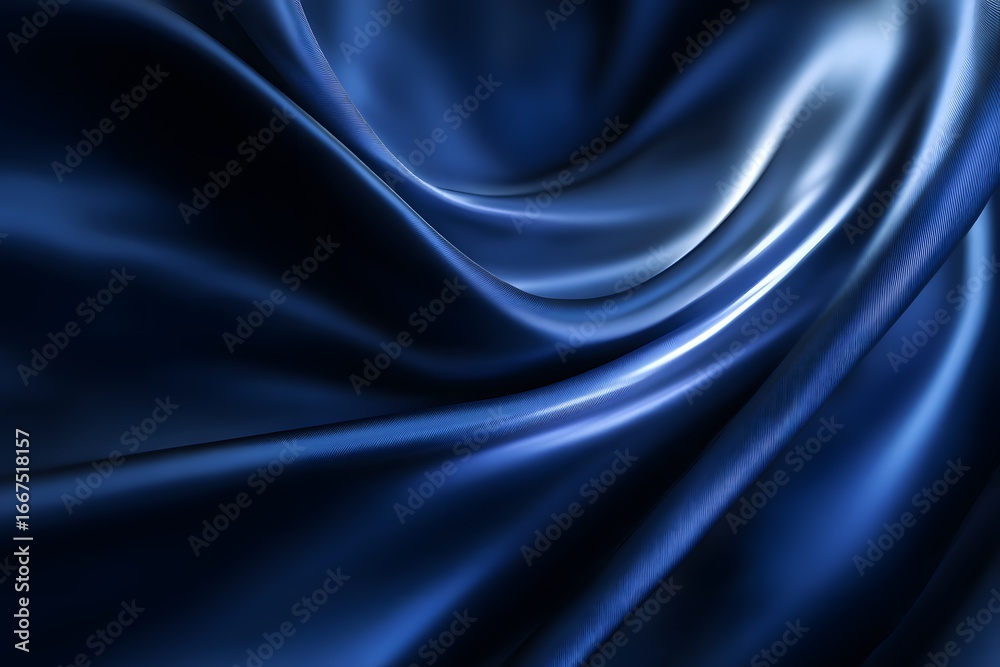 Fototapeta premium Blue background with smooth, flowing lines of light blue and dark navy, creating an elegant abstract design.