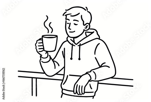Relaxed coffee moment vector: cozy morning routine, warm beverage, leisure time, calm lifestyle