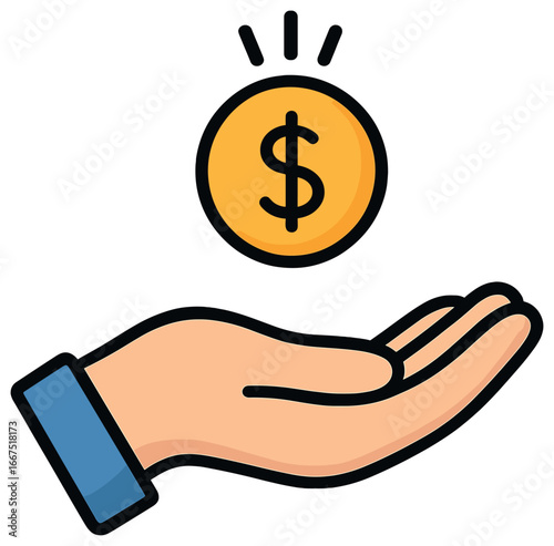 Catching gold wealth: financial success symbol with dollar sign | vector