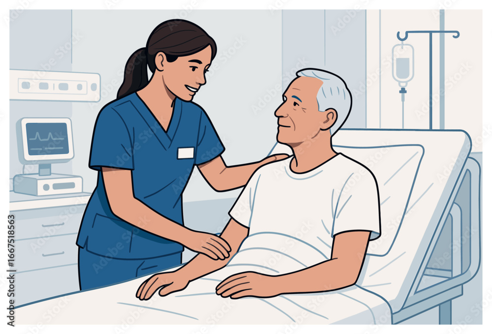 Nurse's careful assistance: compassionate elderly caregiver support, medical help for senior patients