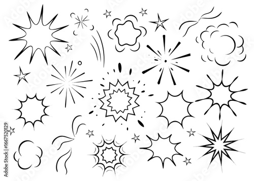 Collection of shattered broken crack and fissure silhouettes for dynamic visual effects and grunge textures