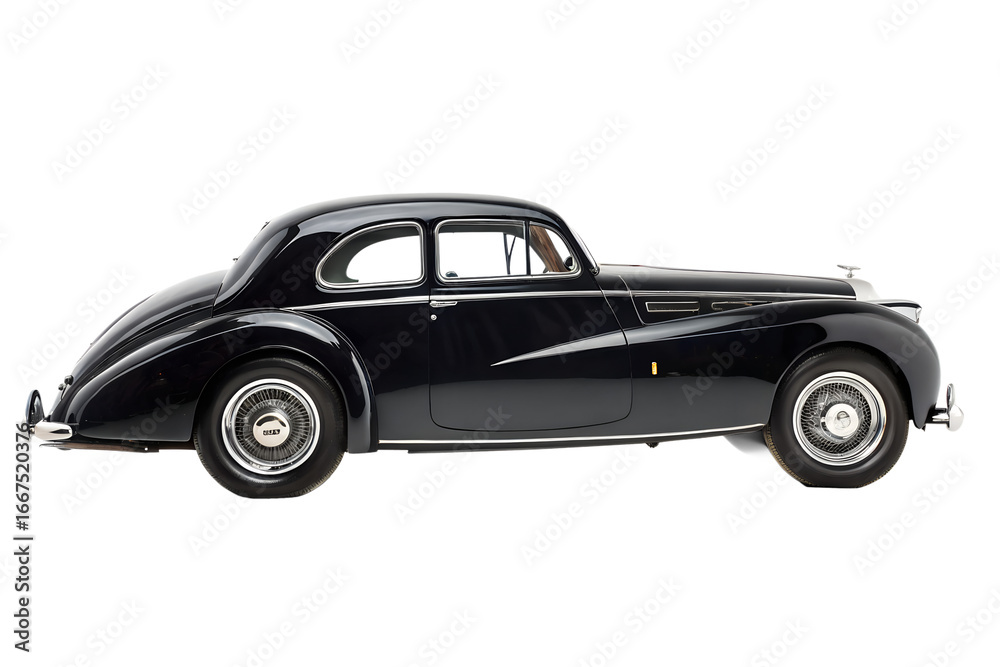 Fototapeta premium Classic Vintage Car Elegant Coupe, Black Finish, Side Profile View