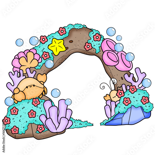Cute Coral Gate with Crabs