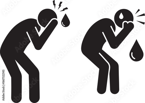 Two figures in distress with tears falling silhouette