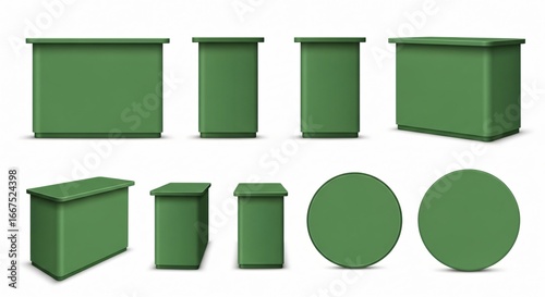 Versatile green display stands for modern event marketing