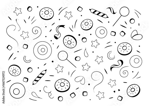 A delightful background design featuring a sweet cake donut adorned with colorful confetti and sprinkles creating a festive and cheerful visual treat