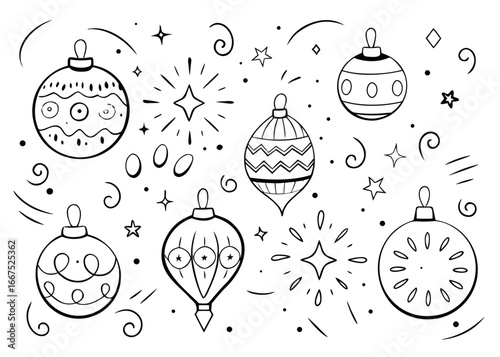 Charming hand drawn doodle christmas ball element creating a festive background design with artistic flair