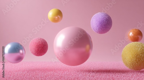 Abstract Pink Spheres on Fluffy Surface, Minimal Background