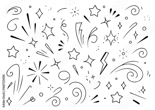 Dynamic comic style line movement elements featuring bold strokes and explosive energy in primary colors
