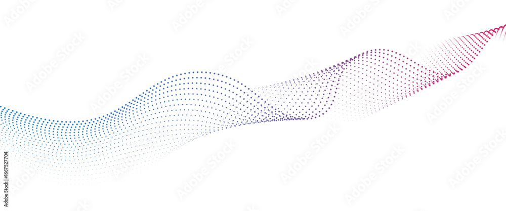 Fototapeta premium Flowing Dot Wave halftone gradient pattern on transparent background 
