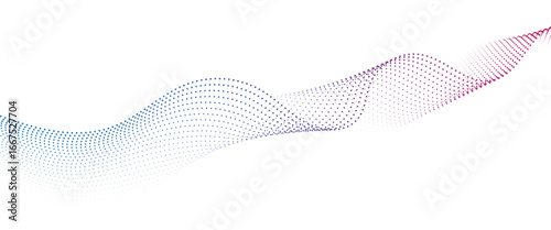 Flowing Dot Wave halftone gradient pattern on transparent background	
