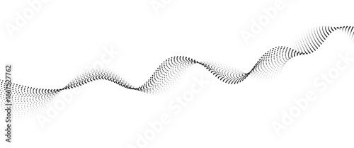 Flowing Dot Wave halftone gradient pattern on transparent background	

