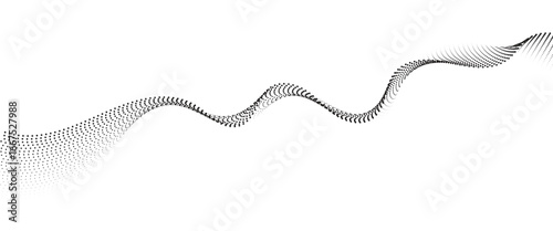 Flowing Dot Wave halftone gradient pattern on transparent background	
