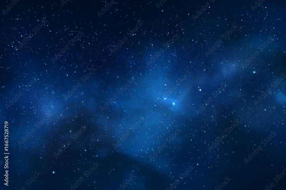 Naklejka premium Starry Night Sky, Deep Blue Space with Stars and Nebula.