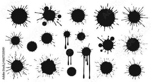 Dynamic splatter ink blots add artistic flair to any creative project