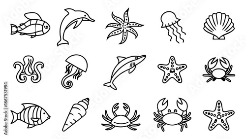 Set of hand drawn illustrations of wild animals including lion, tiger, elephant, giraffe, zebra, deer, bear, wolf, fox, rhino, hippo, monkey, and eagle in detailed vintage sketch style vector artwork.