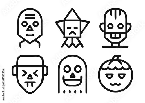 A delightful collection of charming halloween characters presented as an adaptable graphic element perfect for seasonal decorations and themed party invitations