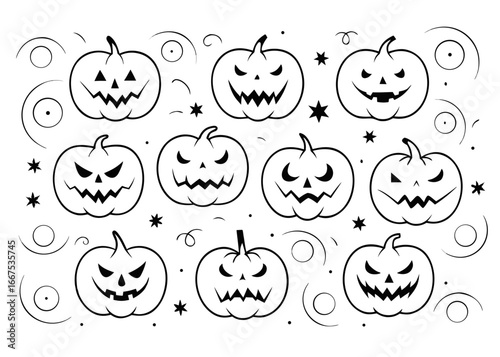 Spooky halloween pumpkin collection featuring a classic jack o lantern design with a festive and eerie aesthetic for seasonal celebrations
