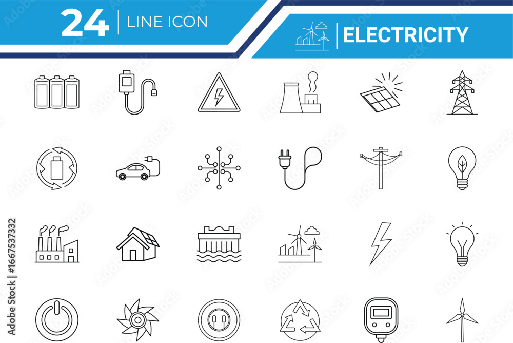Fototapeta premium Electricity And Energy Line Icon Vector