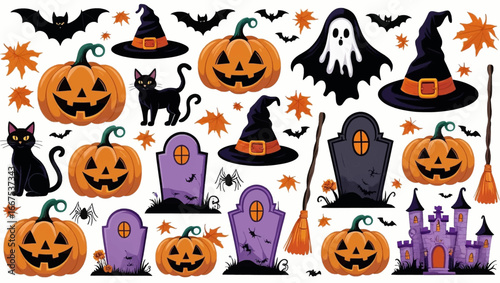 Hallowen Set Vector Stickers vector illustration
