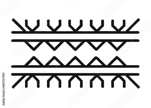 Artistic hand drawn folk motif border ethnic pattern collection featuring intricate designs in black yellow cyan and magenta hues
